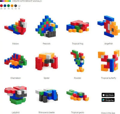 Lodër magnetike Pixio Bright Animals Story, 90 blloqe, me ngjyra