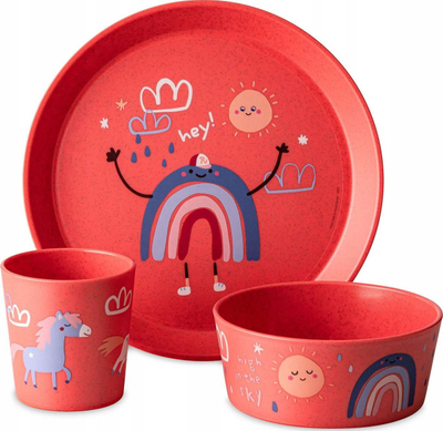 Set enësh për kalamaj Koziol Dreams, 3 pjesë, material bio-circular, i kuq