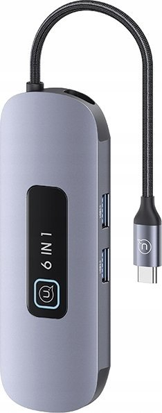 Adapter USB Hub Usams 6 me 1, USB C, HDMI 4K, gri