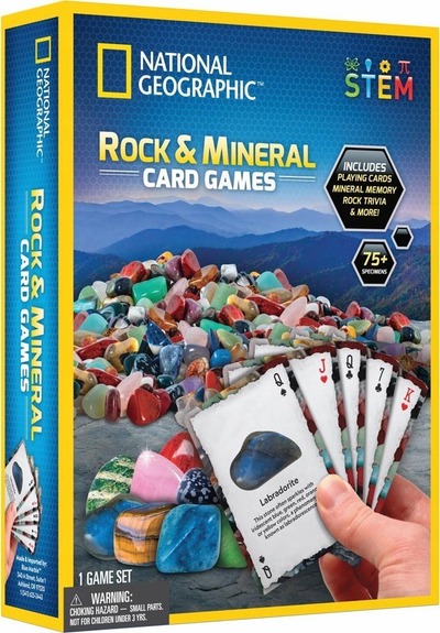 Lojë me letra National Geographic Rock Bingo Gemstone Trivia, 150 gurë e minerale, për kalamaj 8+