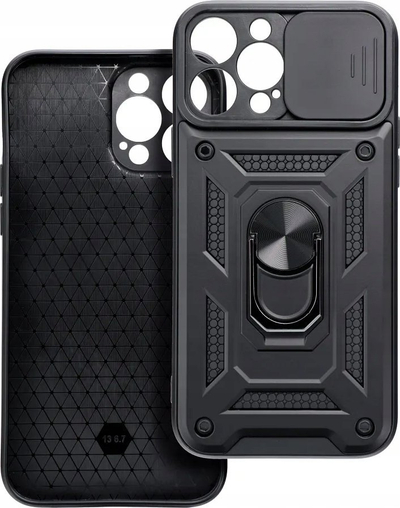 Mbulesë telefoni OEM Slide Armor për Samsung Galaxy A35 5G, me kapak kamere, me unazë qëndrimi, e zezë