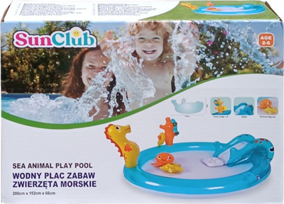 Pishinë me ajër SunClub Water Pool Playground, 200 x 152 x 40 cm, me rrëshqitëse dhe burim uji, shumëngjyrëshe