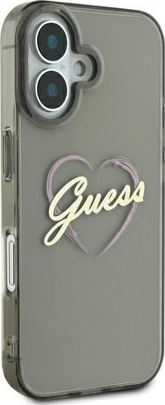 Maskë telefoni Guess GUHCP16SHCHGSPK për iPhone 16 6.1", hardcase IML me zemër, e zezë
