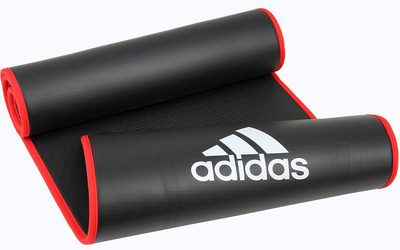 Dyshek për palestër adidas ADMT-12235, 183x61x1 cm, antirrëshqitës, i zi me të kuqe