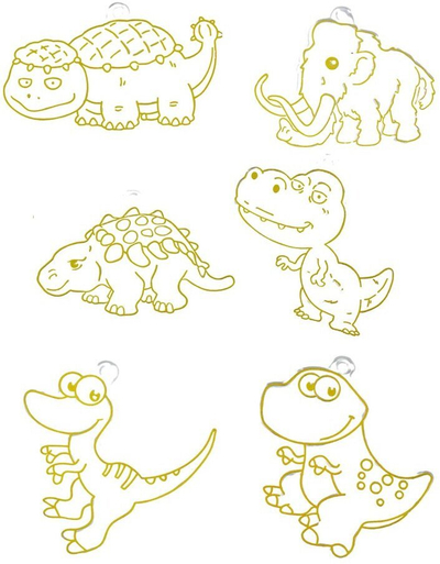 Set kreativ DIY me dinozaurë, 6 varëse çelësash, 6 stilolapsa xheli, shumëngjyrësh