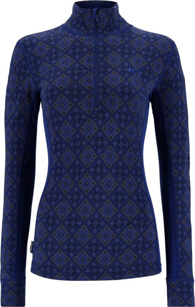 Bluzë termike Kari Traa Rose Half Zip, 100% lesh Merino, me jakë gjysmë zinxhir, blu