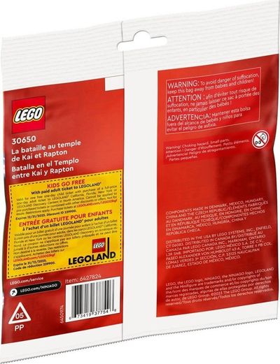 Lodër LEGO NINJAGO Kai dhe Rapton, Sherri te Tempulli 30650, set me gure për ndërtim, polybag