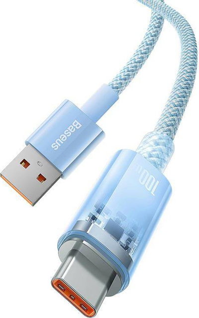 Kabllo karikimi Baseus Explorer, USB në USB C, 6A 100W, 1m, blu