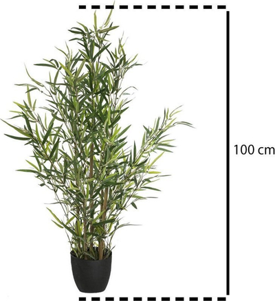 Lule artificiale bambu për zbukurim, 90 cm, me vazo të zezë