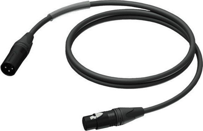 Kabllo DMX Procab AES/EBU Highflex, XLR mashkull femër, 10m, e zezë
