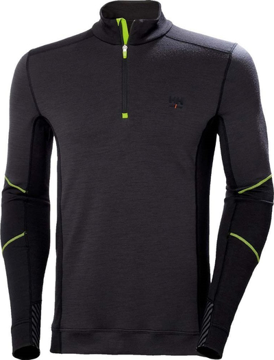 Bluzë termike Helly Hansen Lifa Merino me zinxhir gjysmë, lesh Merino, e zezë