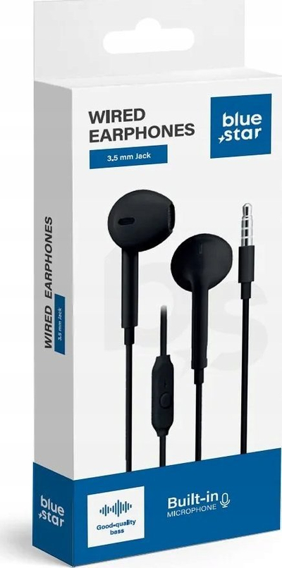 Kufje me tela BlueStar E65, jack 3.5 mm, mikrofon, të zeza