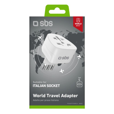 Përshtatës udhëtimi SBS Travel Adapter, 100–250V, 2500W, i bardhë
