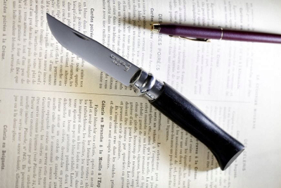 Thikë xhepi Opinel N°08 Ebony, çelik inox, dorezë dru abanos, e zezë
