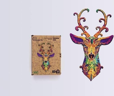 Puzzle druri PuzzleOK Noble Deer 67 copë, formë dreri, formati A4