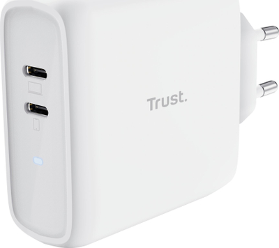 Karikues muri Trust Maxo 65W, 2 porta USB-C, karikim i shpejtë, i bardhë
