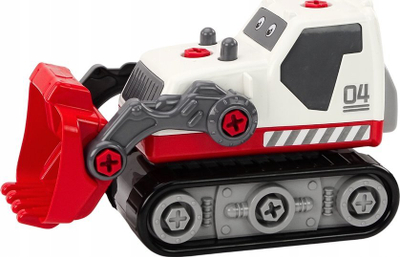 Lodër eskavator ndërtimi Cartoon Crawler Excavator, DIY me vegla, i bardhë