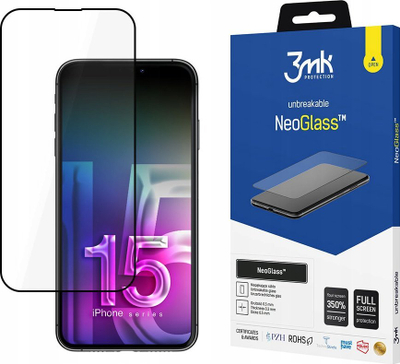 Mbrojtës ekrani 3MK NeoGlass për iPhone 15, xham i fortë transparent