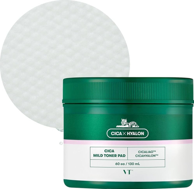 Tampon tonik për fytyrë VT Cosmetics Cica Mild Toner Pad, 130ml, qetësues