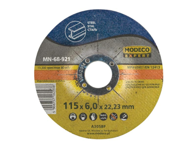 Disk bluarës për hekur 230x6.0x22.23 mm, me qendër të thellume, set me 10 copë