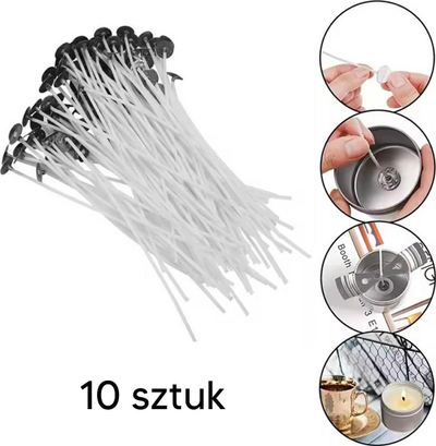 Fitila për qirinj APT DA187A, set me 10 copa, 10cm, të bardhë
