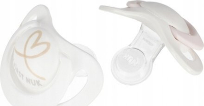 Qetësuese bebe NUK Star, silikon, set 2 copë, 0-6m, të bardha rozë