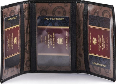 Portofol lëkure për letra e karta Peterson, vertikal, i zi