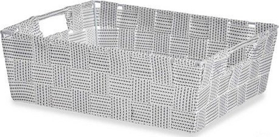 Shportë dekorative Basket, pëlhurë e endur, 23 x 8 x 27 cm, e bardhë