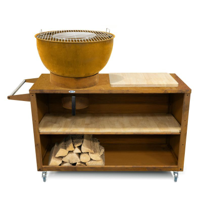 Kuzhinë kopshti Heat Trolle HBBQ.005R, tas 55 cm, me rrota, ngjyrë rusty