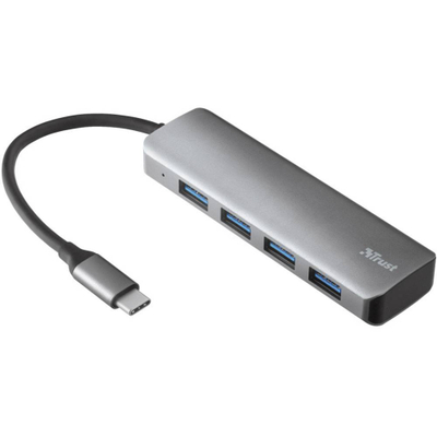 Hub USB Trust Halyx 23328, 4 porta USB A, 5 Gbps, gri