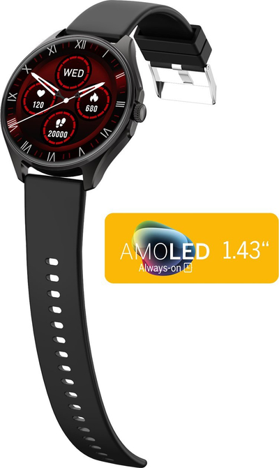 Orë e zgjuar Beafon SmartWatch 402, AMOLED, GPS, e zezë