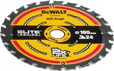 Disk sharrë Dewalt Elite Series DT10624, 165mm, 24 dhëmbë, i verdhë