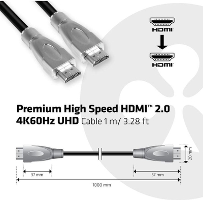Kabllo HDMI Club 3D CAC-1311, 1m, e zezë
