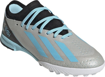 Këpucë futbolli Adidas X 3 Junior Messi, për bar sintetik, për kalamaj, ngjyrë argjendtë