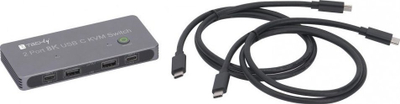 Ndërrues KVM Techly USB C, DisplayPort 1.4 8K, 2x USB C, 3x USB 2.0, i zi
