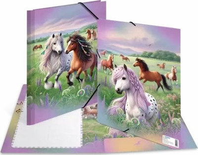 Dosje kartoni HERMA me gomë A4, motiv Horse World, lejla