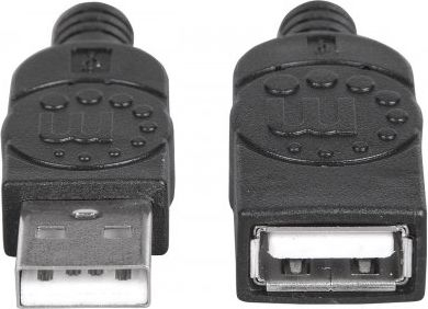 Kabllo zgjatëse USB Manhattan 308519, USB A mashkull në USB A femër, 1 m, e zezë