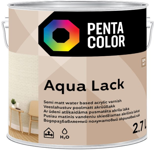 Llak akrilik Aqua Lack Satin, bazë uji, 2.7L, transparent