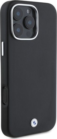Maskë mbrojtëse BMW Sign Full Wrapped Metal për iPhone 16 Pro 6.3", MagSafe, e zezë