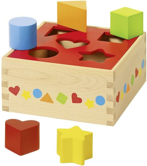 Lodër druri sorter Goki Basic Shapes, forma gjeometrike, për fëmijë 1+