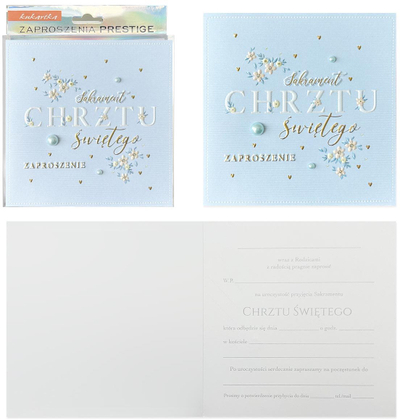 Ftesa pagëzimi Premium Invitation Christening ZP-048, set me 5 copë, shumëngjyrëshe