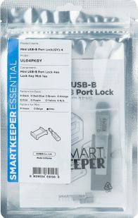 Bllokues porti USB B SmartKeeper Mini, set 4 copë me çelës, gri
