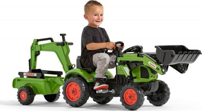 Traktor me pedale Falk Claas Celtis, me lopatë dhe rimorkio, jeshil
