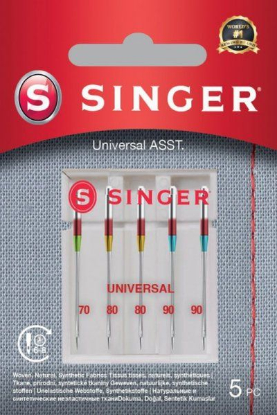 Set gjilpëra për makinë qepëse Singer 5 copë, numrat 70–90, universale