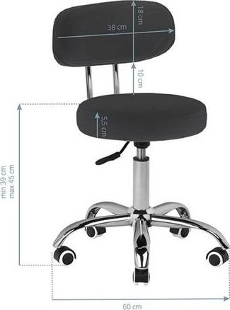 Stol kozmetik Activeshop A-007, rrotullues, rregullim lartësie, i zi