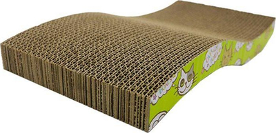 Post gërvishtës horizontal për mace Eko Catnip, karton i shtresuar, formë valë, jeshile