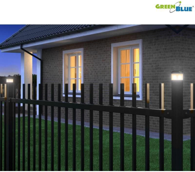 Lampë solare LED GreenBlue GB127, për majë shtylle 80x80, për kopësht, e zezë