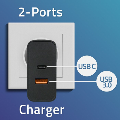 Karikues Qoltec Super Quick PD 90W, 1x USB C, 1x USB A, i zi