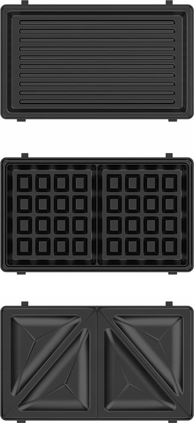 Toster sanduiçesh Black+Decker BXSA754E, pllaka që ndërrohen, veshje që s’ngjit, i zi