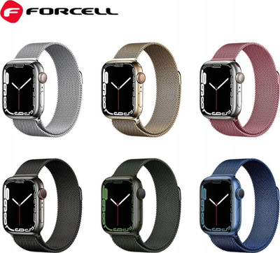 Rrip ore Forcell F-Design FA03 për Apple Watch 38 40 41 mm, rrjetë metal, ngjyrë argjendtë